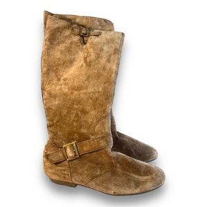 ☄️SALE ROCKET DOG TAUPE suede leather slip on knee hi boots no heel SZ 8